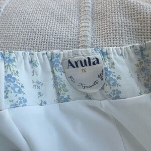 Arula Cottagecore Floral Maxi Skirt 1X Blue White Lined Flowy Prairie whimsical